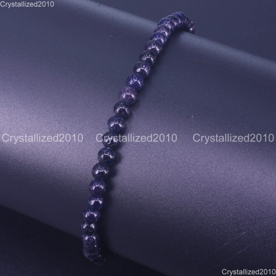 Handmade 4mm AAA Natural Gemstone Round Beads Stretchy Bracelet Healing Reiki 7"