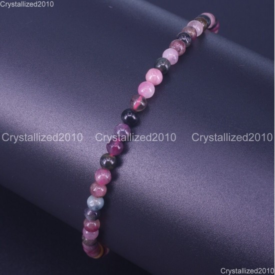 Handmade 4mm AAA Natural Gemstone Round Beads Stretchy Bracelet Healing Reiki 7"