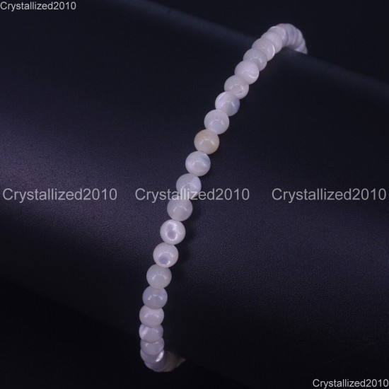 Handmade 4mm AAA Natural Gemstone Round Beads Stretchy Bracelet Healing Reiki 7"