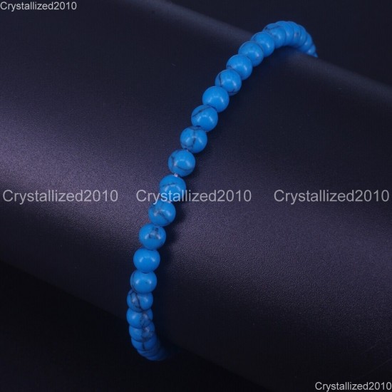 Handmade 4mm AAA Natural Gemstone Round Beads Stretchy Bracelet Healing Reiki 7"