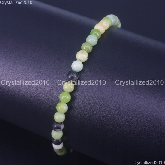 Handmade 4mm AAA Natural Gemstone Round Beads Stretchy Bracelet Healing Reiki 7"