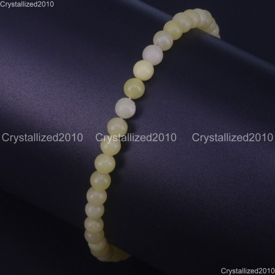 Handmade 4mm AAA Natural Gemstone Round Beads Stretchy Bracelet Healing Reiki 7"