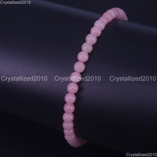 Handmade 4mm AAA Natural Gemstone Round Beads Stretchy Bracelet Healing Reiki 7"