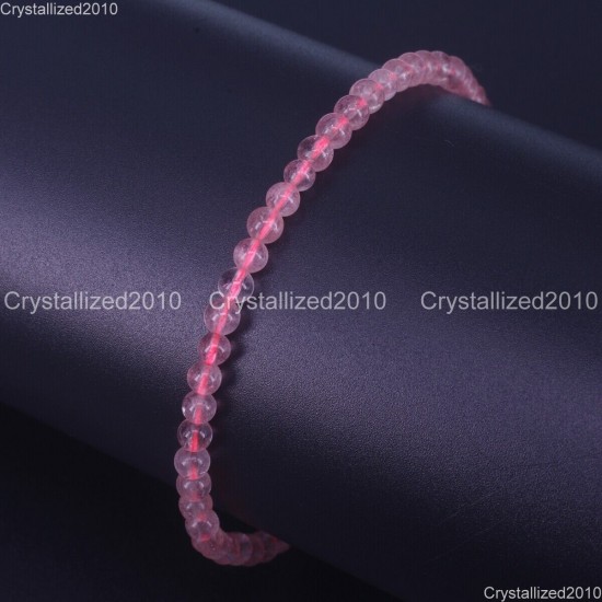 Handmade 4mm AAA Natural Gemstone Round Beads Stretchy Bracelet Healing Reiki 7"
