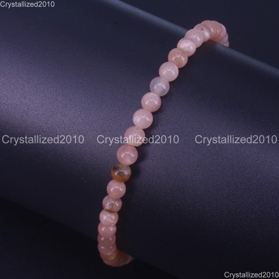 Handmade 4mm AAA Natural Gemstone Round Beads Stretchy Bracelet Healing Reiki 7"
