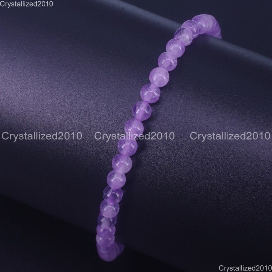 Handmade 4mm AAA Natural Gemstone Round Beads Stretchy Bracelet Healing Reiki 7"