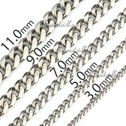 Men's Chain 3/5/7/9/11mm Stainless Steel Bracelet Silver Curb Cuban Link 7-11"