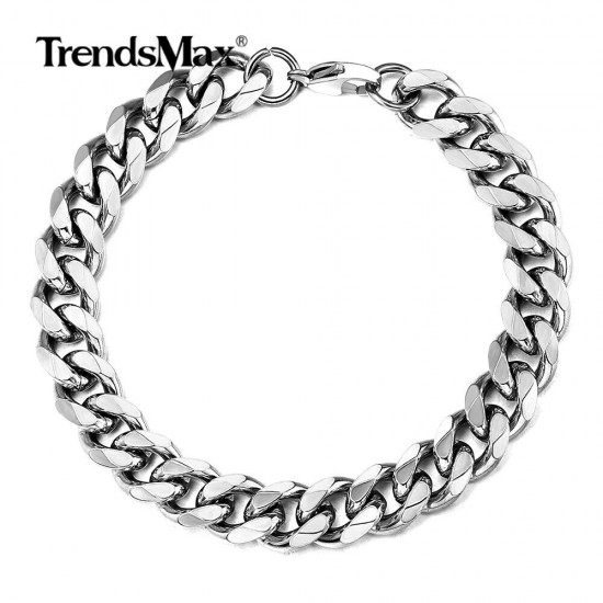 Men's Chain 3/5/7/9/11mm Stainless Steel Bracelet Silver Curb Cuban Link 7-11"