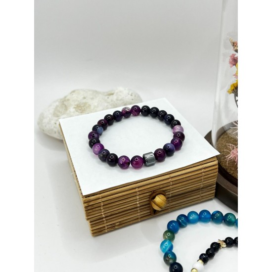 Hematite Gemstone Bracelet Bead Chakra Natural Stone Stretch Reiki For Men Women