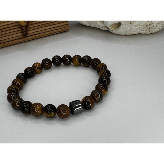 Hematite Gemstone Bracelet Bead Chakra Natural Stone Stretch Reiki For Men Women