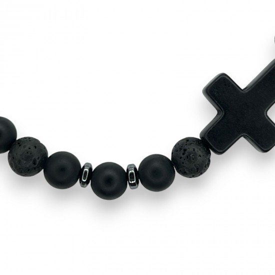 Hematite Gemstone Bracelet Bead Chakra Natural Stone Stretch Reiki For Men Women