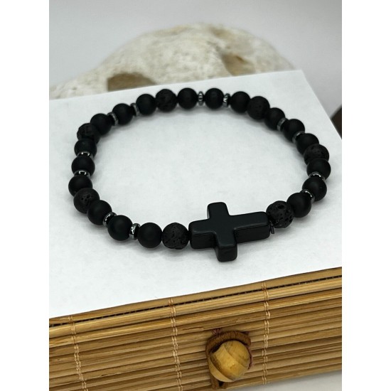 Hematite Gemstone Bracelet Bead Chakra Natural Stone Stretch Reiki For Men Women