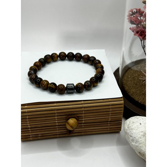 Hematite Gemstone Bracelet Bead Chakra Natural Stone Stretch Reiki For Men Women