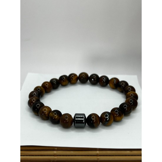 Hematite Gemstone Bracelet Bead Chakra Natural Stone Stretch Reiki For Men Women
