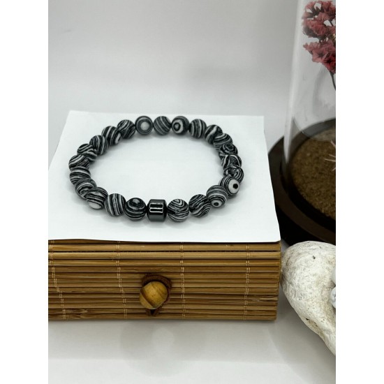 Hematite Gemstone Bracelet Bead Chakra Natural Stone Stretch Reiki For Men Women