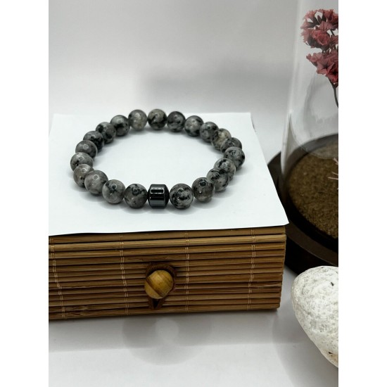 Hematite Gemstone Bracelet Bead Chakra Natural Stone Stretch Reiki For Men Women