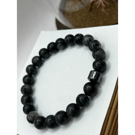 Hematite Gemstone Bracelet Bead Chakra Natural Stone Stretch Reiki For Men Women
