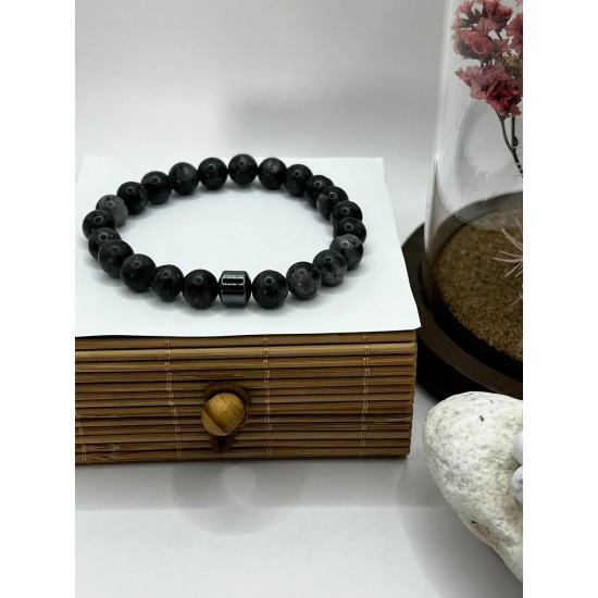Hematite Gemstone Bracelet Bead Chakra Natural Stone Stretch Reiki For Men Women