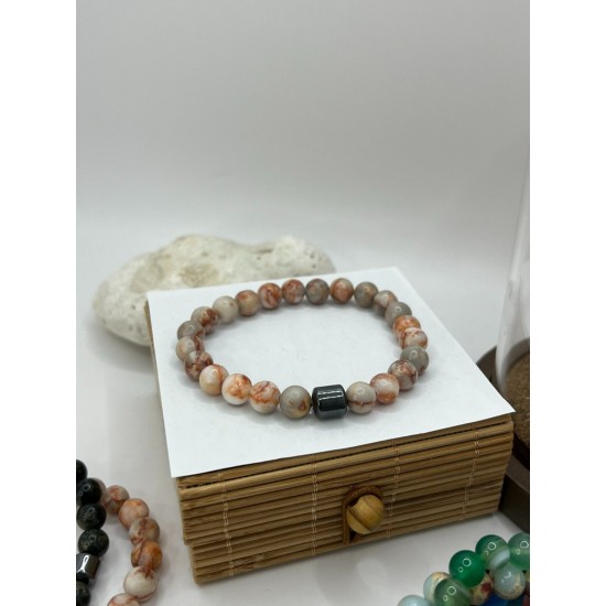 Hematite Gemstone Bracelet Bead Chakra Natural Stone Stretch Reiki For Men Women