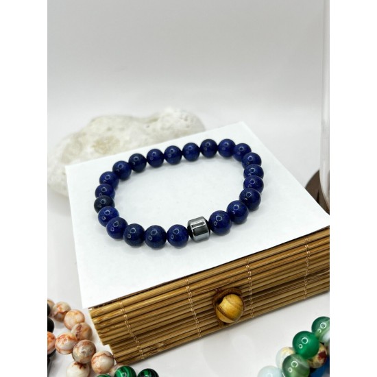 Hematite Gemstone Bracelet Bead Chakra Natural Stone Stretch Reiki For Men Women