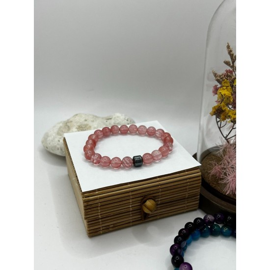 Hematite Gemstone Bracelet Bead Chakra Natural Stone Stretch Reiki For Men Women
