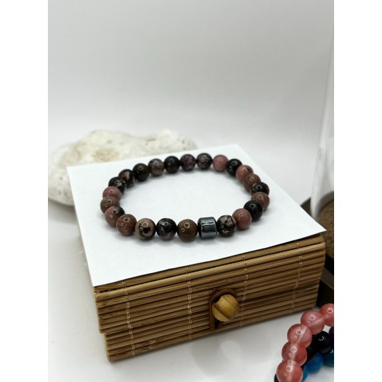 Hematite Gemstone Bracelet Bead Chakra Natural Stone Stretch Reiki For Men Women