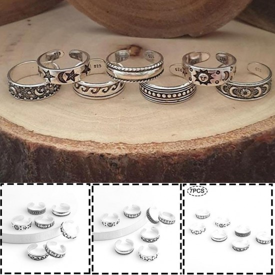 7Pcs Toe Rings Set Adjustable Knuckle Finger Foot Knot Vintage NICE Ring NEW