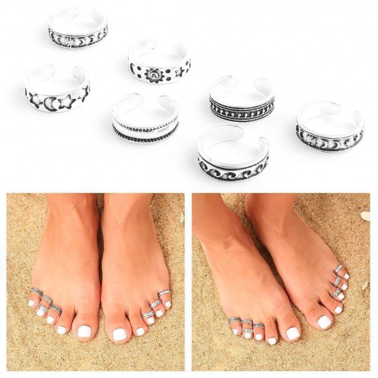 7Pcs Toe Rings Set Adjustable Knuckle Finger Foot Knot Vintage NICE Ring NEW