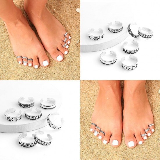 7Pcs Toe Rings Set Adjustable Knuckle Finger Foot Knot Vintage NICE Ring NEW