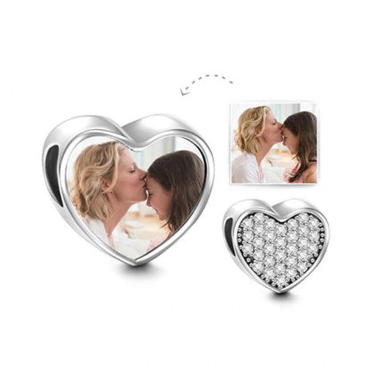 Photo Charm Heart Shape Valentines Mothers Anniversary Day Personalised Gift