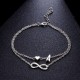 Silver Multi Layer Infinity Love Heart Initial Letter Chain Bridesmaid Bracelet