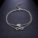 Silver Multi Layer Infinity Love Heart Initial Letter Chain Bridesmaid Bracelet