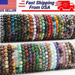 Handmade 8mm Mixed Natural Gemstone Round Beads Stretchy Bracelet Reiki Chakra