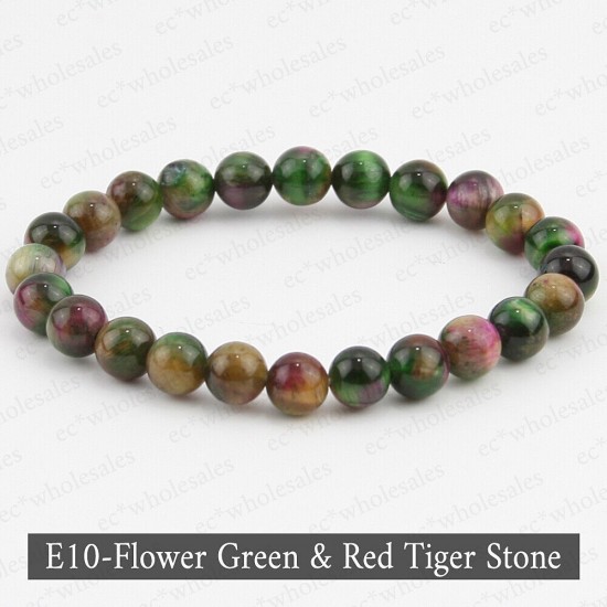 Handmade 8mm Mixed Natural Gemstone Round Beads Stretchy Bracelet Reiki Chakra
