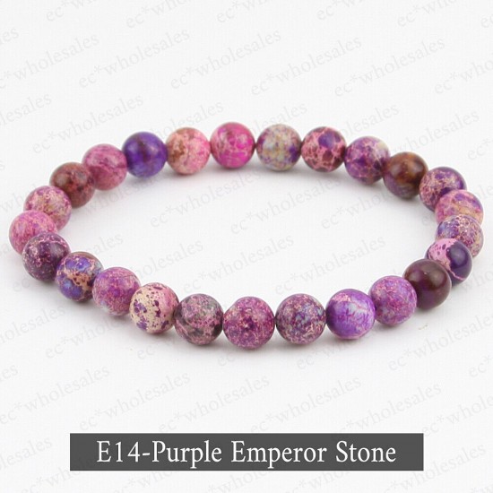 Handmade 8mm Mixed Natural Gemstone Round Beads Stretchy Bracelet Reiki Chakra
