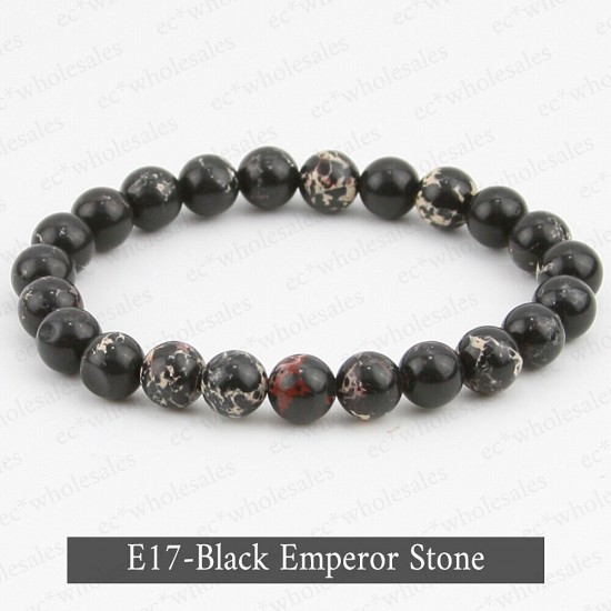 Handmade 8mm Mixed Natural Gemstone Round Beads Stretchy Bracelet Reiki Chakra