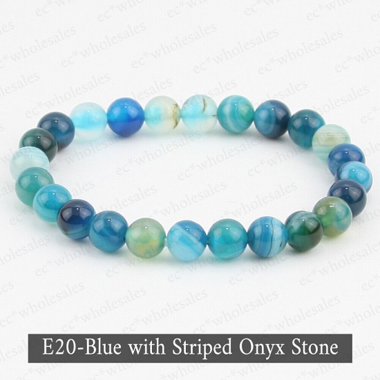 Handmade 8mm Mixed Natural Gemstone Round Beads Stretchy Bracelet Reiki Chakra