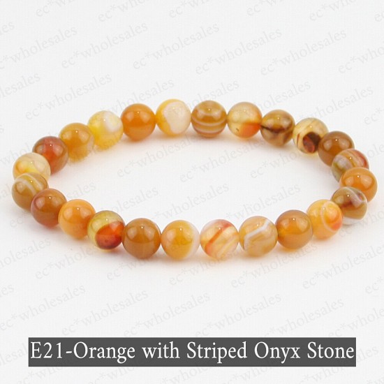 Handmade 8mm Mixed Natural Gemstone Round Beads Stretchy Bracelet Reiki Chakra