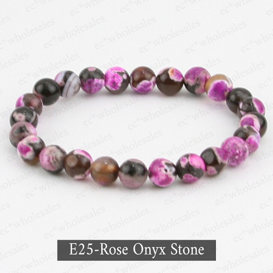 Handmade 8mm Mixed Natural Gemstone Round Beads Stretchy Bracelet Reiki Chakra