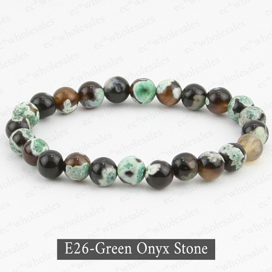 Handmade 8mm Mixed Natural Gemstone Round Beads Stretchy Bracelet Reiki Chakra