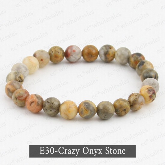 Handmade 8mm Mixed Natural Gemstone Round Beads Stretchy Bracelet Reiki Chakra