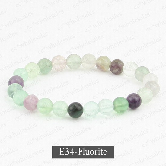 Handmade 8mm Mixed Natural Gemstone Round Beads Stretchy Bracelet Reiki Chakra