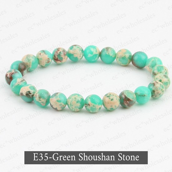 Handmade 8mm Mixed Natural Gemstone Round Beads Stretchy Bracelet Reiki Chakra