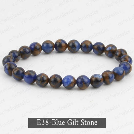 Handmade 8mm Mixed Natural Gemstone Round Beads Stretchy Bracelet Reiki Chakra