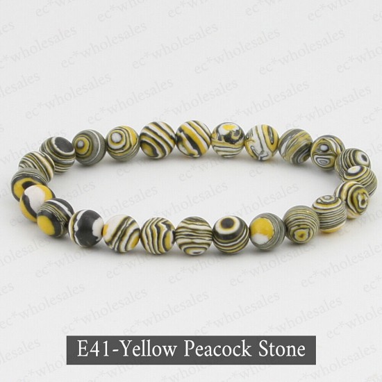 Handmade 8mm Mixed Natural Gemstone Round Beads Stretchy Bracelet Reiki Chakra