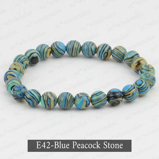 Handmade 8mm Mixed Natural Gemstone Round Beads Stretchy Bracelet Reiki Chakra