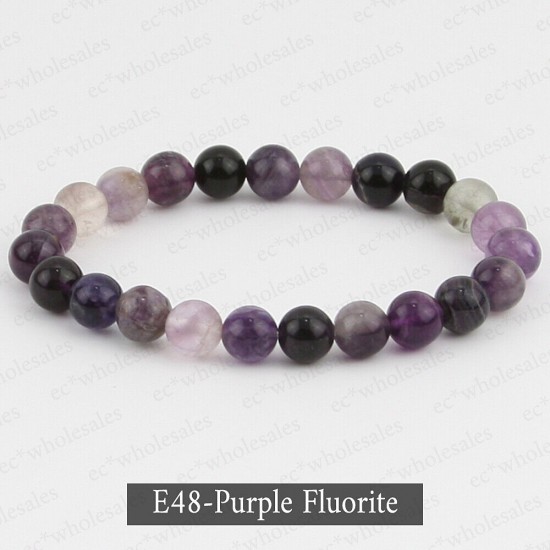 Handmade 8mm Mixed Natural Gemstone Round Beads Stretchy Bracelet Reiki Chakra
