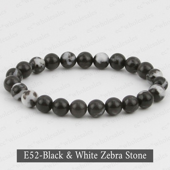 Handmade 8mm Mixed Natural Gemstone Round Beads Stretchy Bracelet Reiki Chakra