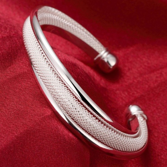 925 Sterling Silver Bangle Bracelet Cute Charm for Women Adjustment Cuff Wedding