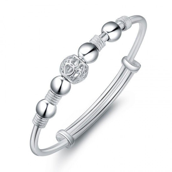 925 Sterling Silver Bangle Bracelet Cute Charm for Women Adjustment Cuff Wedding